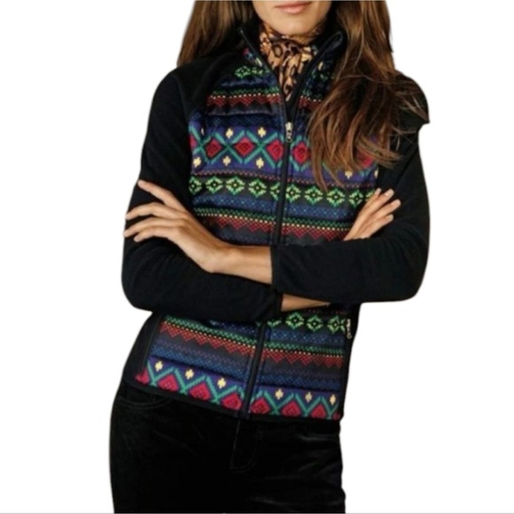 Ralph Lauren Aztec Colorful Geometric Patterned Fleece Jacket‎ Size Small